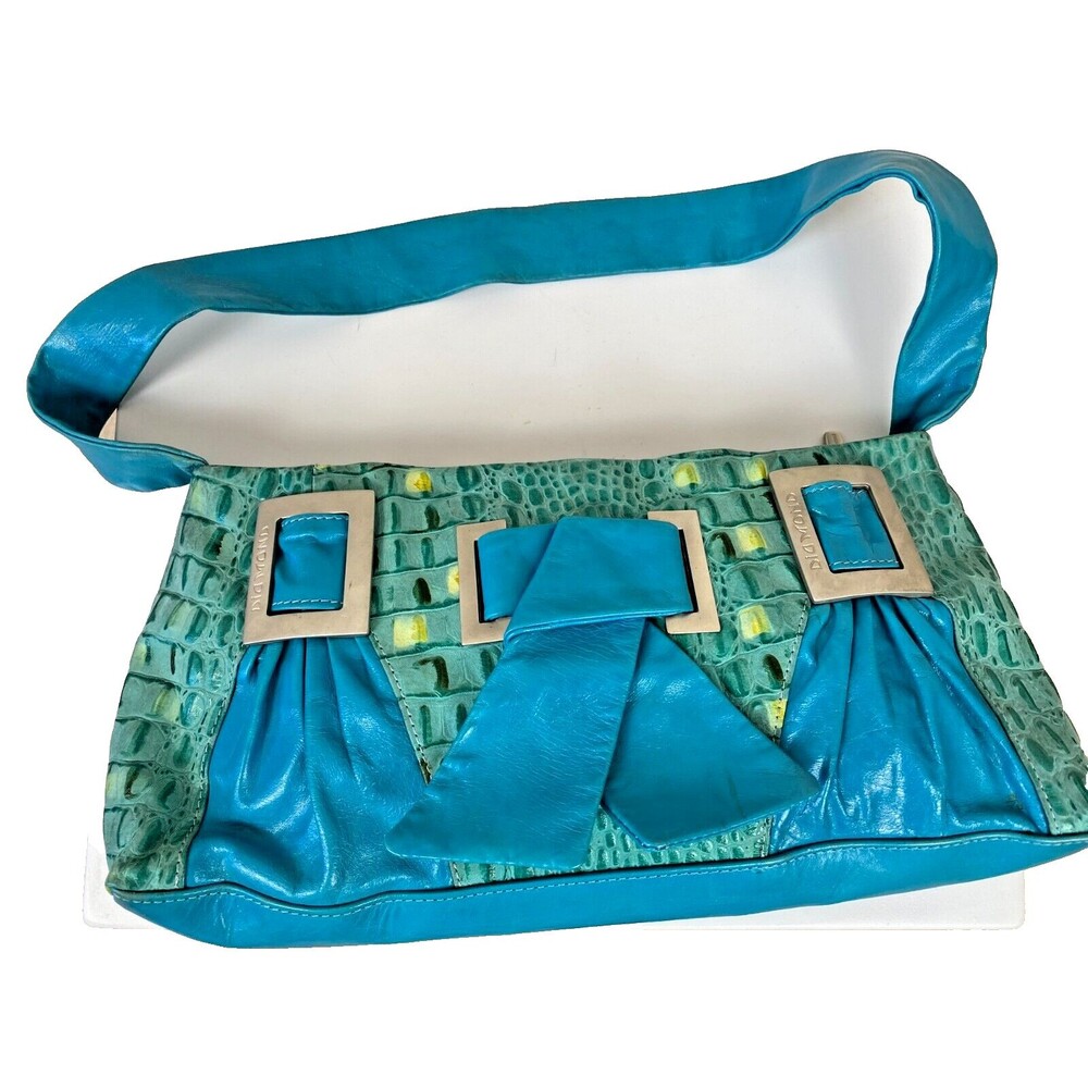 Y2K DIAMOND Italian Design Shoulder Bag Turquoise Blue Pat. Leather Fashionista